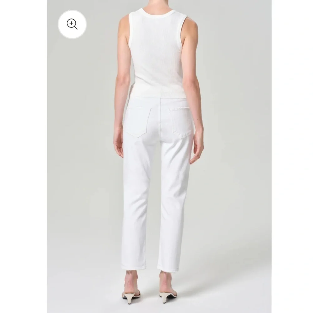 Agolde White Riley Crop Straight Leg Jeans Size 31 - Picture 2 of 13